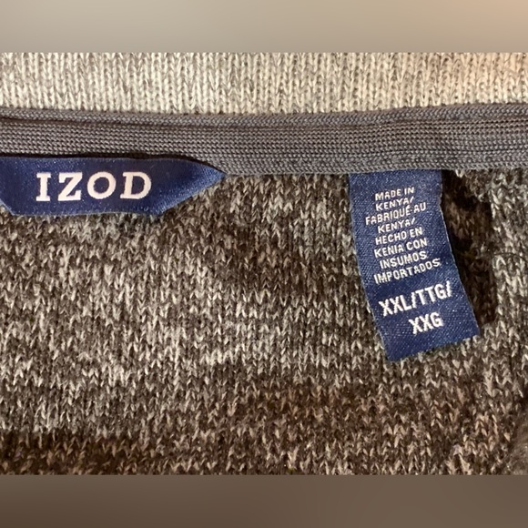 Men’s 2XL Izod quarter zip fleece inside sweater outside in Heather Gray & black - Picture 4 of 10